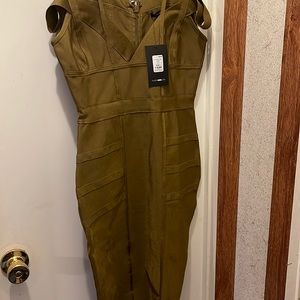 Bandage Olive Green Dress Large